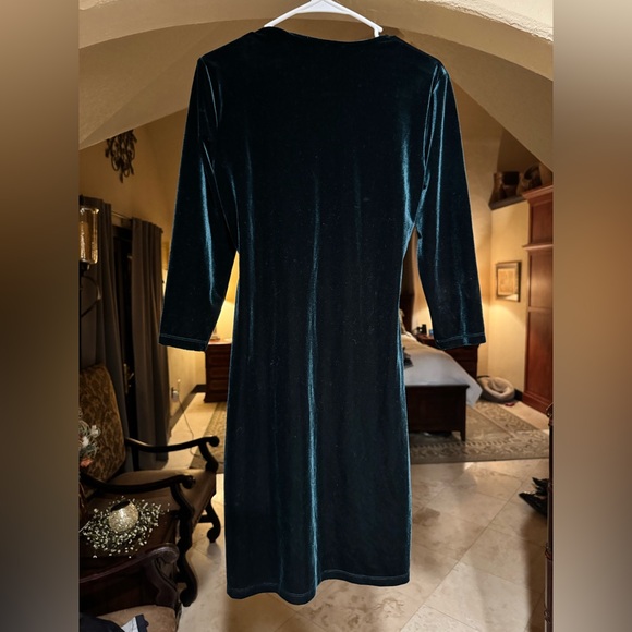 Anne Klein Velvet Wrap Dress with Gold Accent - Picture 3 of 3